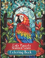 Cute Parrots in Stained Glass Colring Book