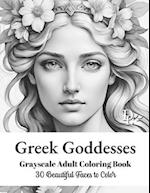 Greek Goddesses - Grayscale Adult Coloring Book