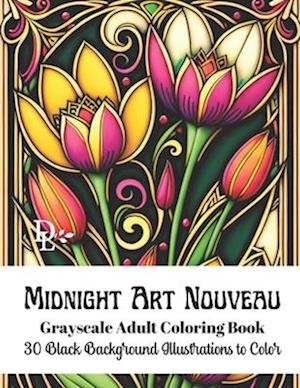 Midnight Art Nouveau - Grayscale Adult Coloring Book