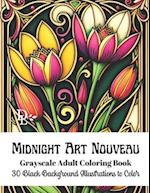 Midnight Art Nouveau - Grayscale Adult Coloring Book