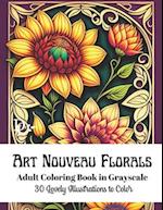 Art Nouveau Florals - Adult Coloring Book in Grayscale