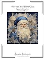 Victorian Blue Santa Claus Cross Stitch Pattern