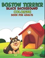 Boston Terrier Black background Coloring Book For Adults