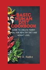 BASIC HUMAN DIET COOKBOOK: Guide to create yummy meal for healthy diet and weight loss 