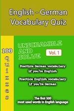 English - German Vocabulary Quiz - Match the Words - Volume 1 