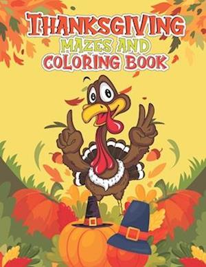 Thanksgiving Mazes and Coloring Book