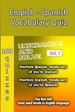 English - Spanish Vocabulary Quiz - Match the Words - Volume 1 