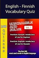 English - Finnish Vocabulary Quiz - Match the Words - Volume 1 