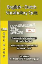 English - Dutch Vocabulary Quiz - Match the Words - Volume 1 