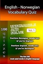 English - Norwegian Vocabulary Quiz - Match the Words - Volume 1 