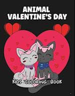 Animal Valentine's Day Kids Coloring Book 