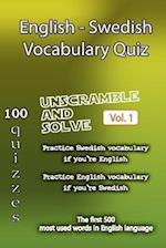 English - Swedish Vocabulary Quiz - Match the Words - Volume 1 