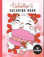 50 Designs: Valentines Coloring Book: Valentines Love Themed 