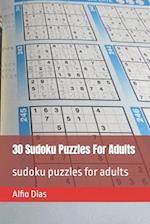 30 Sudoku Puzzles For Adults: sudoku puzzles for adults 