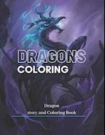 Dragons story and Coloring Dragon Book 