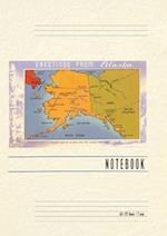 Vintage Lined Notebook Greetings from Alaska, Map