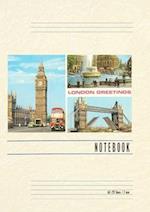 Vintage Lined Notebook London Greetings, Color Scenes