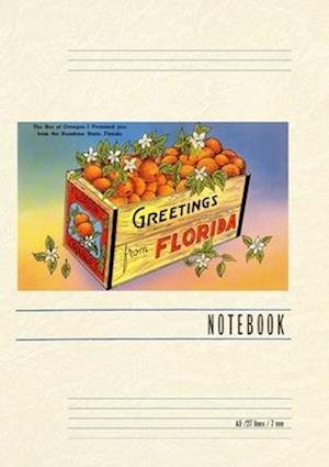 Vintage Lined Notebook Greetings from Florida, Orange Crate