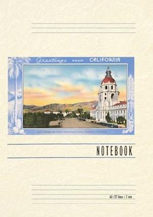 Vintage Lined Notebook Greetings from California, Pasadena