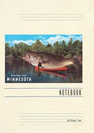 Vintage Lined Notebook Greetings from Minnesota, Giant Fish