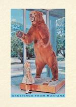 Vintage Lined Notebook Greetings from Montana, Girl with Stuffed Bear