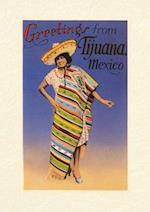 Vintage Lined Notebook Greetings from Tijuana, Senorita in Serape