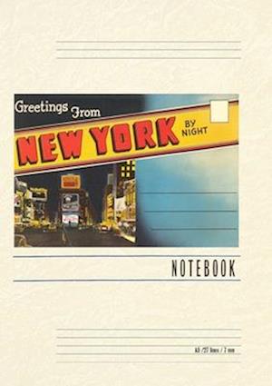 Vintage Lined Notebook Greetings from New York by Night