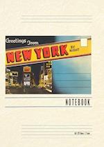 Vintage Lined Notebook Greetings from New York by Night