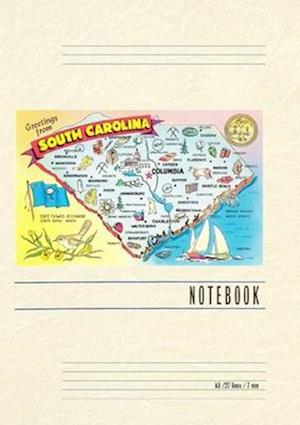 Vintage Lined Notebook Map, Greetings from South Carolina