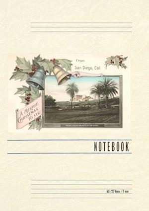 Vintage Lined Notebook Christmas Greetings, Old Mission, San Diego, California