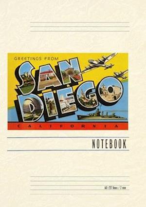 Vintage Lined Notebook Greetings from San Diego, California