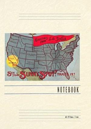 Vintage Lined Notebook Greetings from La Jolla, California, US Map