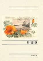 Vintage Lined Notebook Greetings from Golden Gate City, California Poppy, San Francisco