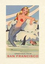 Vintage Lined Notebook Greetings from San Francisco, California, Mermaid