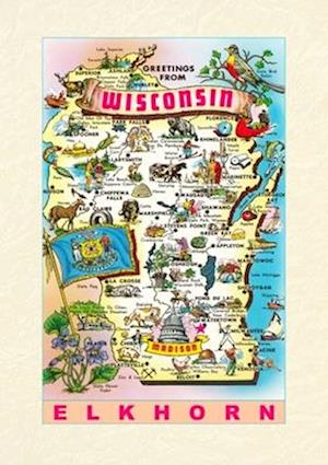 Vintage Lined Notebook Greetings from Wisconsin, Elkhorn