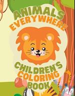 Animals Everywhere Children's Coloring Book 