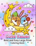 Cute Kawaii Coloring book : Bold and Easy Doodle Large Print for Boy, Girls 