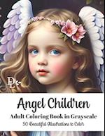 Angel Children - Adult Coloring Book in Grayscale