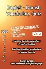 English - Danish Vocabulary Quiz - Match the Words - Volume 2 