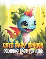 Cute Baby Dragon Coloring Page For Kids: Grayscale Adorable Baby Dragon Coloring Pages Ages 5 - 12 