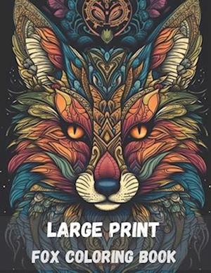 Large print fox coloring book for adults