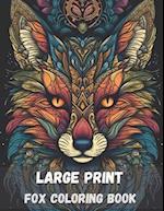 Large print fox coloring book for adults