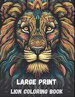 Large print lion coloring book for adults, 50 pages