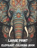 Large print elephant coloring book for adults, 40 pages