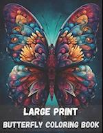 Large print butterfly coloring book for adults, 40 pages