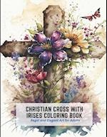 Christian Cross with Irises Coloring Book