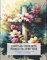 Christian Cross with Peonies Coloring Book
