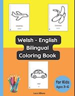 Welsh - English Bilingual Coloring Book for Kids Ages 3 - 6 
