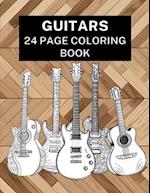 Guitars - 24 Page Coloring Book: 24 Pages of Fun & Cool Guitar Designs 