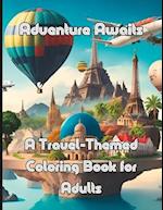 Adventure Awaits A Travel-Themed Coloring Book for Adults